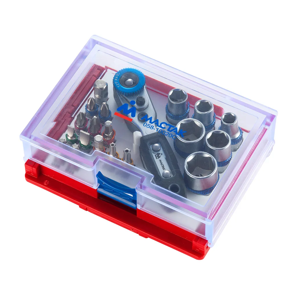 Набор вставок (бит) 1/4;, TORX, HEX, PZ, PH, SLOT, 20 предметов МАСТАК 058-10020C