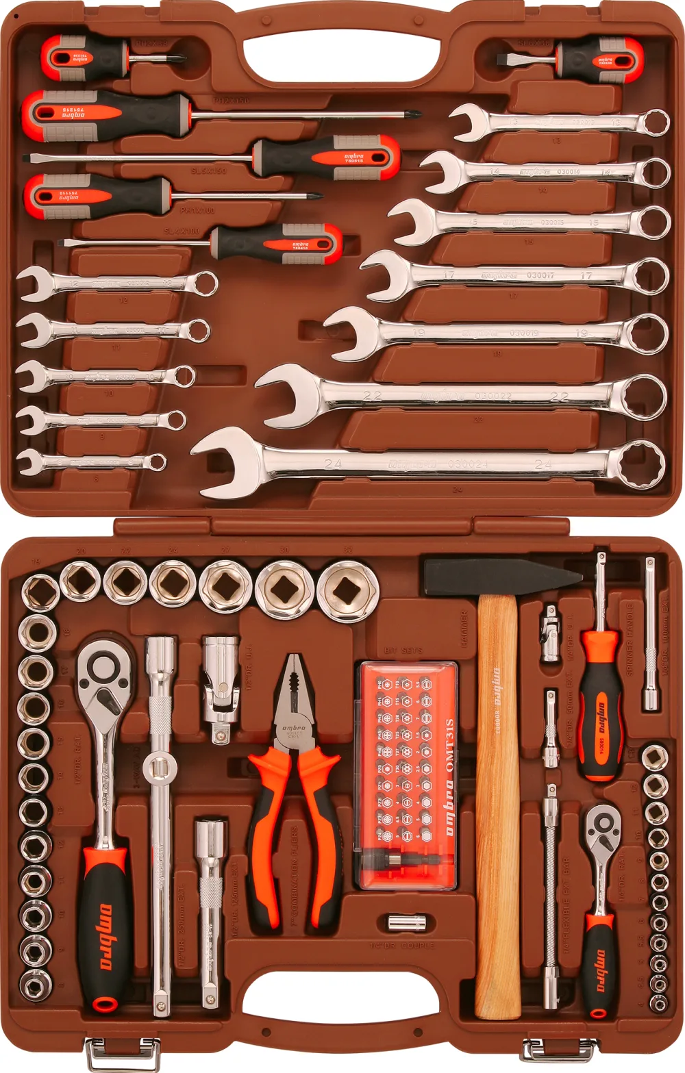 Набор инструмента универсальный 1/4", 1/2"DR, 93 предмета