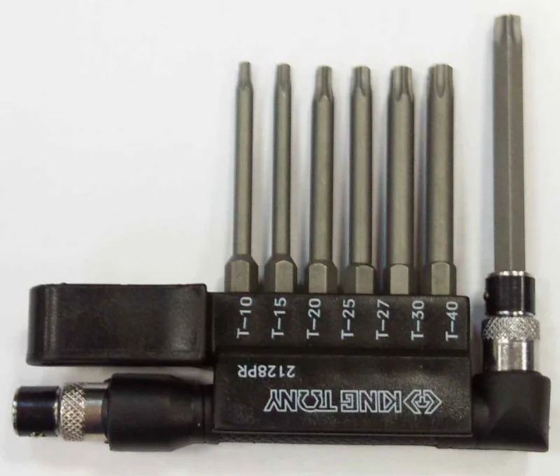 Набор вставок (бит) с воротком-битодержателем 1/4;, TORX, T10-T40, L = 60 мм, 8 предметов KING