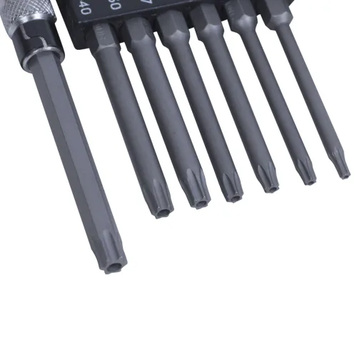 Набор вставок (бит) с воротком-битодержателем 1/4;, TORX, T10-T40, L = 60 мм, 8 предметов KING 3