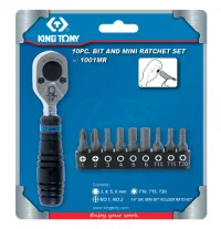 Набор вставок (бит) с трещоткой 1/4;, TORX, HEX, PH, 10 предметов KING TONY 1001MR
