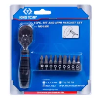 Набор вставок (бит) с трещоткой 1/4;, TORX, HEX, PH, 10 предметов KING TONY 1001MR