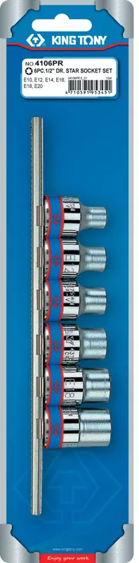 Набор торцевых головок 1/2", TORX Е-стандарт, E10-E20, 6 предметов