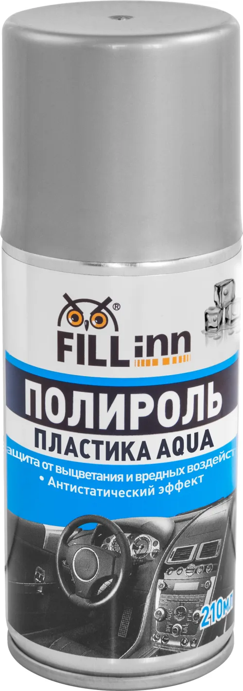 Полироль пластика AQUA (пенный, глянцевый), чёрный лёд, (аэрозоль)