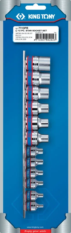 Набор торцевых головок 1/2".3/8", TORX Е-стандарт, E4-E20, 12 предметов 4