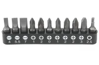 Набор бит 1/4" 25 мм на держателе SL, PH, PZ, HEX