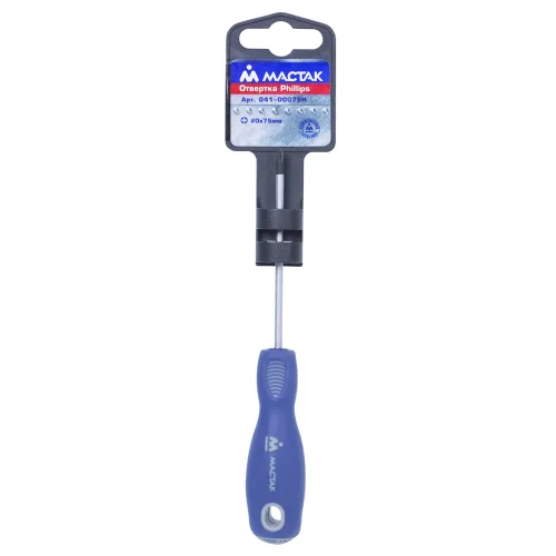 Отвертка крестовая Phillips 0х75 мм, держатель МАСТАК 041-00075H 2