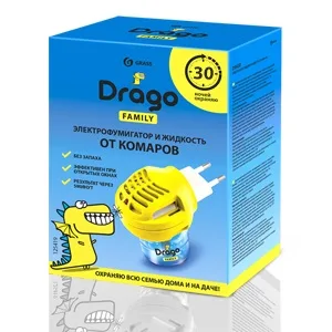 Drago Средство инсектицидное "Жидкость от комаров". Комплект: электрофумигатор + жидкость от комаров
