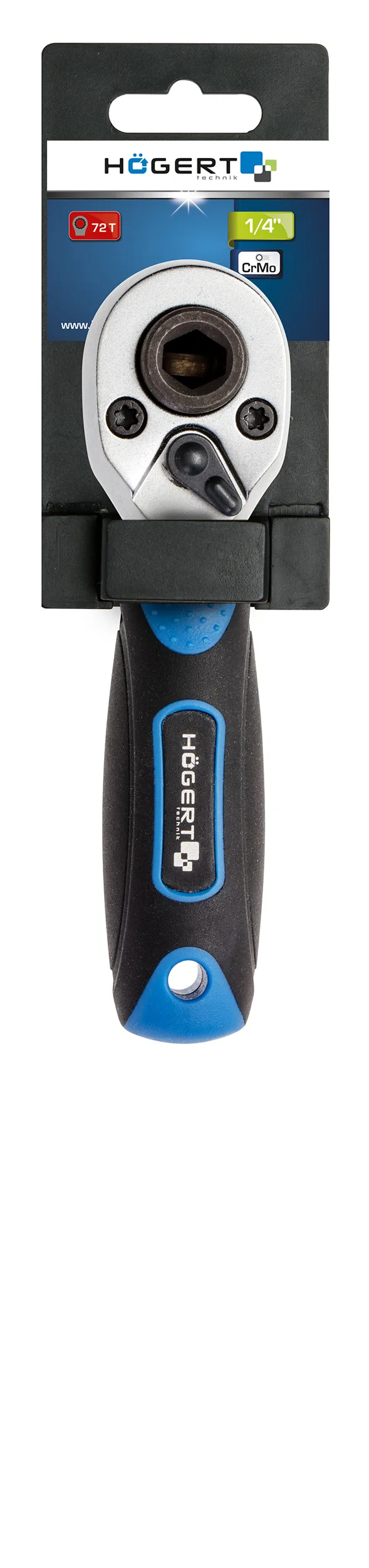Трещотка 1/4" для насадок и бит 1/4", 72 зуба