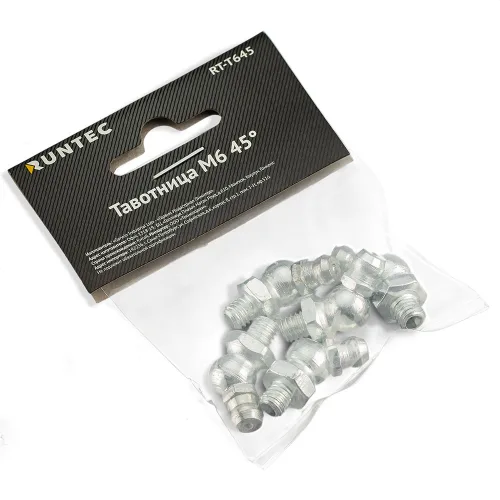 Тавотница M6×1, 45°, комплект 5 штук RT-T645 RUNTEC 4