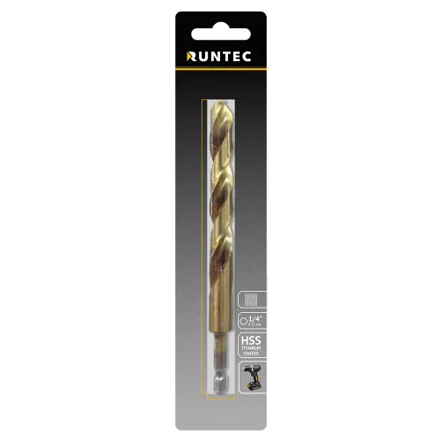 Сверло по металлу HSS-TiN 13 × 151 мм, HEX 1/4″ RT-DS13 RUNTEC