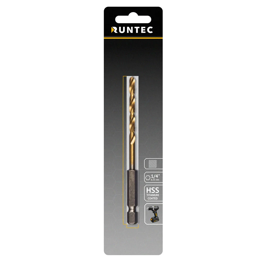 Сверло по металлу HSS-TiN 3 × 80 мм HEX 1/4″ RT-DS3 RUNTEC