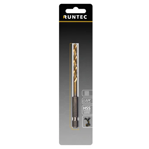 Сверло по металлу HSS-TiN 4 × 94 мм HEX 1/4″ RT-DS4 RUNTEC