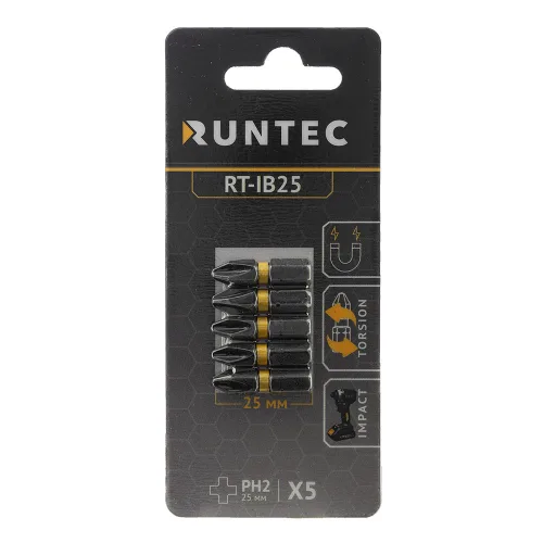 Бита ударная H6.35, 25 мм, PH2, 5 шт. RT-IB25 RUNTEC