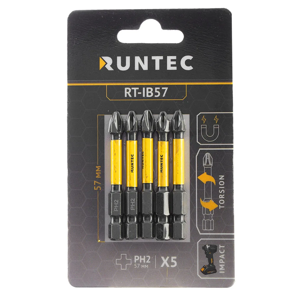 Бита ударная H6.35, 57 мм, PH2, 5 шт. RT-IB57 RUNTEC