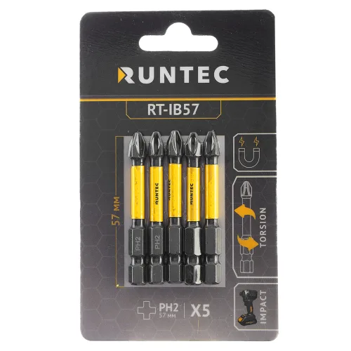 Бита ударная H6.35, 57 мм, PH2, 5 шт. RT-IB57 RUNTEC