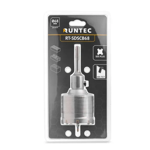 Коронка твердосплавная, TCT, SDS-Plus, в сборе, 68 мм RT-SDSCB68 RUNTEC 5