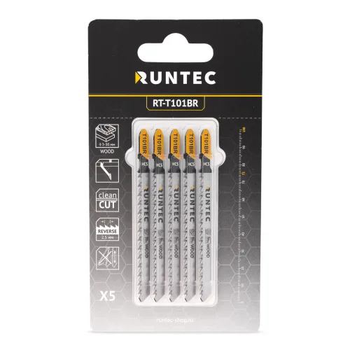 Пилки для лобзика по дереву, T 101 BR, HCS, 5 шт RT-T101BR RUNTEC 4