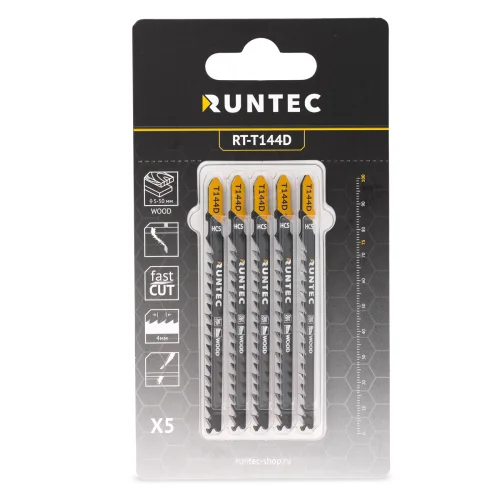 Пилки для лобзика по дереву, T 144 D, HCS, 5 шт RT-T144D RUNTEC 4