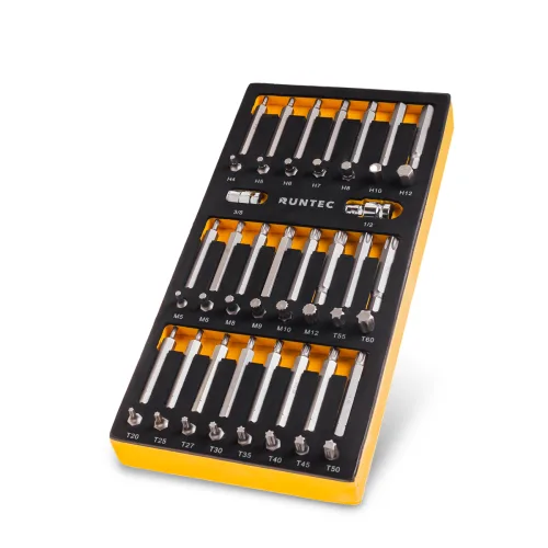 Набор бит S2, 10 мм TORX, SPLINE, HEX в ложементе EVA, 48 предметов RT-H10B1E48F RUNTEC 2