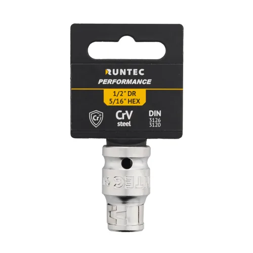 Переходник-адаптер для бит CrV, 1/2″ DR — 5/16″ HEX RT-H12A516B RUNTEC 5
