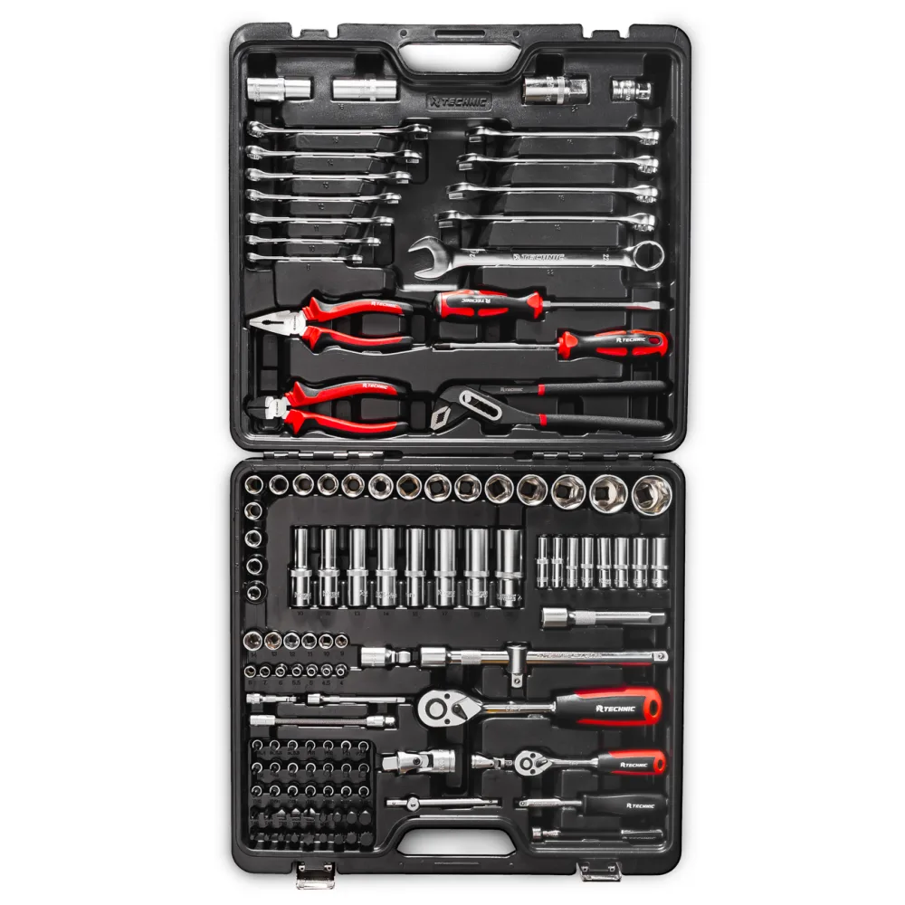 Набор ручных инструментов TECHNIC, 121 предмет, 1/2", 1/4" RT-HT121T RUNTEC