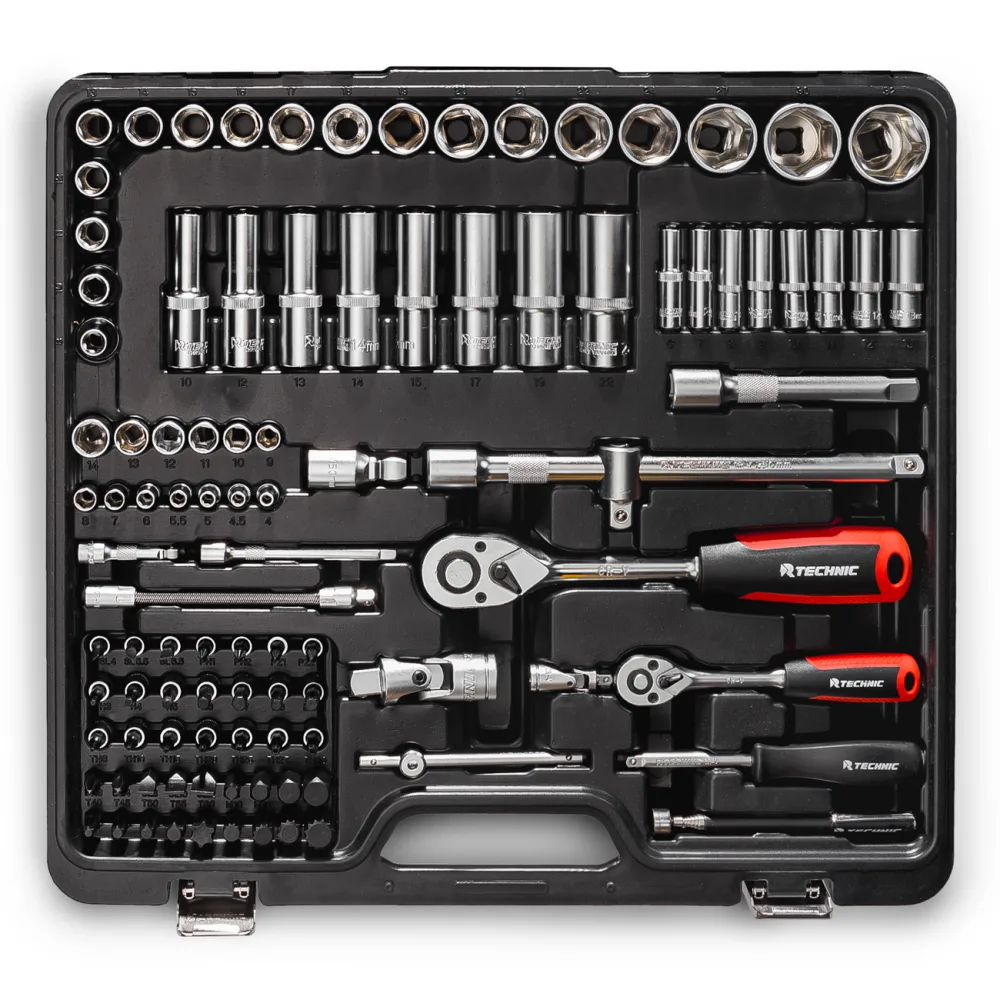 Набор ручных инструментов TECHNIC, 121 предмет, 1/2", 1/4" RT-HT121T RUNTEC