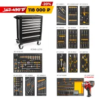 Тележка инструментальная Limited Edition, 7-полочная Industrial, серая, с комплектом инструмента, 298 предметов RT-HT298IND-LE7G RUNTEC