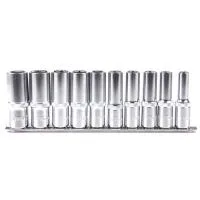 Набор глубоких торцевых головок 1/2" 12 гр. 3/8"-15/16" 10пр. на линейке