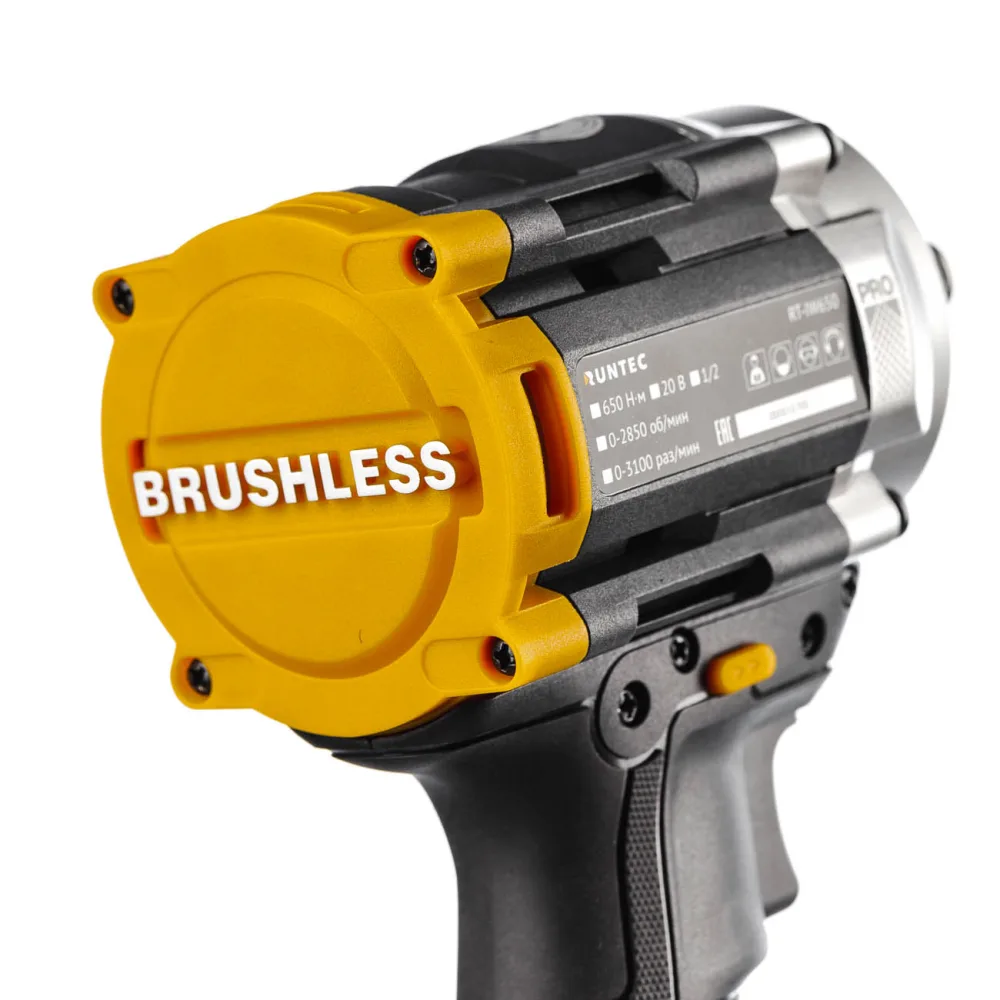 Гайковерт ударный аккумуляторный PRO 1/2", 20 В, 2×4 А·ч, 650 Н·м Runtec
