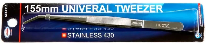 Пинцет изогнутый рифленый, 155 мм Licota AET-7116
