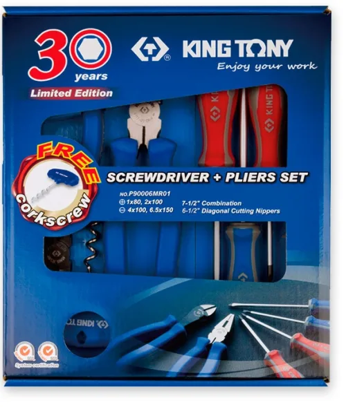 Набор пассатижей, бокорезов и отверток King Tony P90006MR01
