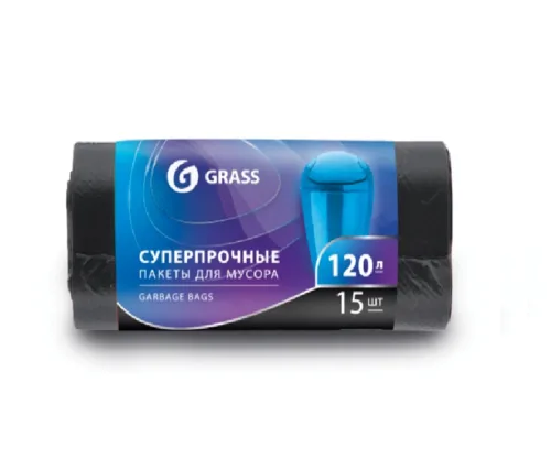 Мешок для мусора ПНД в рулоне 120л. 65*105 17 мкр., черный, рул. 15 шт