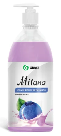 Milana Жидкое крем-мыло черника в йогурте 1 л с дозатором GRASS
