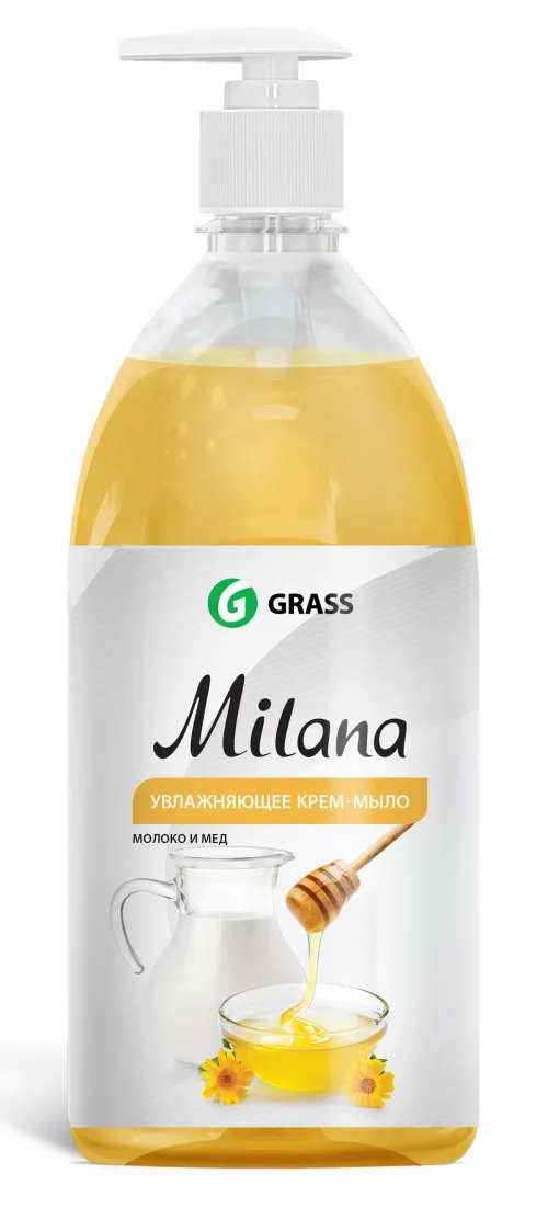 Milana Жидкое крем-мыло молоко и мед 1 л с дозатором GRASS 2