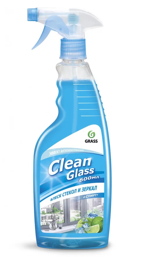 Clean Glass Очиститель стекол 600мл, блеск стекол и зеркал (голубая лагуна) GRASS