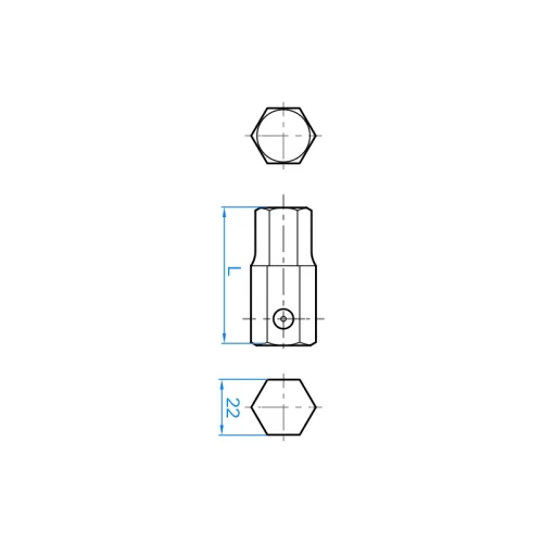 Насадка ударная торцевая 3/4", HEX, 19 мм, L = 54,5 мм 2