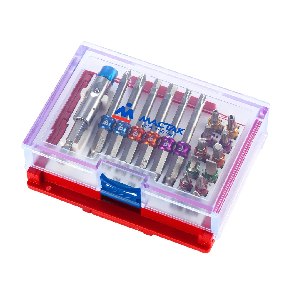 Набор вставок (бит) 1/4;, TORX, HEX, PZ, PH, SLOT, 19 предметов МАСТАК 058-10019C