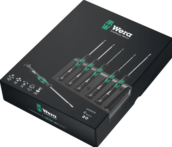 Набор отверток WERA Kraftform Micro 2035/6 B для электроники на подставке, 6 предметов