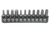Набор бит 1/4" 25 мм на держателе TORX c отв., HEX