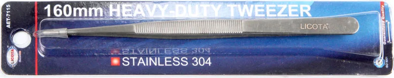 Пинцет прямой рифленый, 160 мм Licota AET-7115
