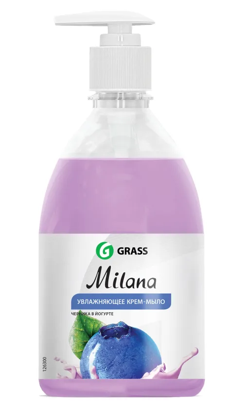 Milana Жидкое крем-мыло черника в йогурте 500 мл с дозатором GRASS 2