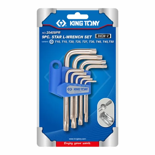Набор Г-образных TORX, T10-T50, короткие с отверстием, 9 предметов KING TONY 20409PR 3