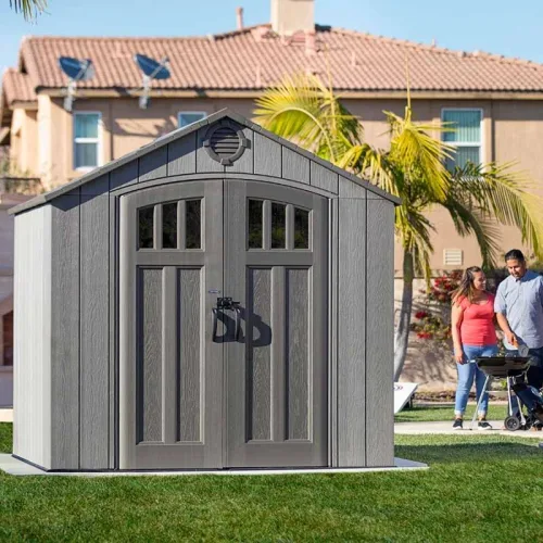 Высокопрочный пластиковый сарай WoodLook 8×7.5 3