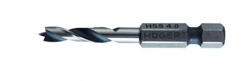 Сверло по дереву 4 х 60 мм с шестигранным хвостовиком, сталь HSS