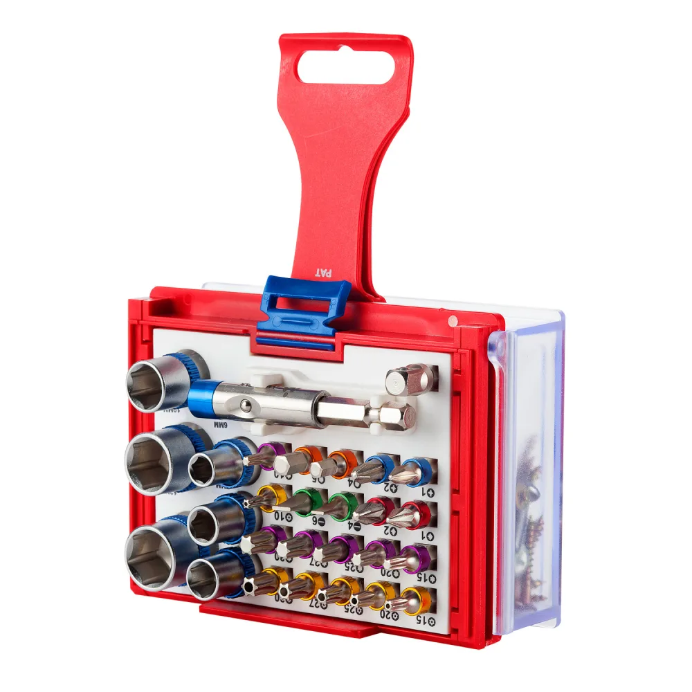 Набор вставок (бит) 1/4;, TORX, HEX, PZ, PH, SLOT, 28 предметов МАСТАК 058-10028C
