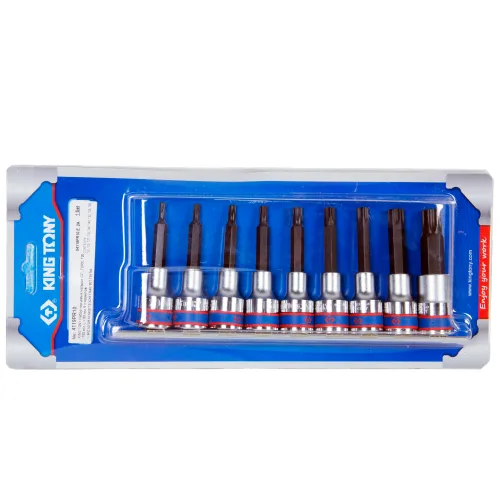 Набор торцевых насадок 1/2;, TORX, Т20-Т60 мм, L = 80 мм, 9 предметов  KING TONY 4119PR10 3