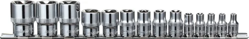 Набор головок торцевых 1/4", 3/8", 1/2"DR на держателе, внешний TORX, E4-E24, 14 предметов 2
