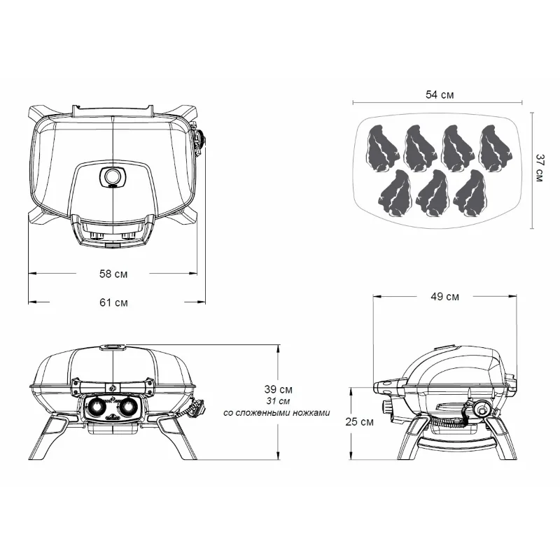 Газовый гриль Napoleon TRAVELQ-285 TQ285-BK-1-CE