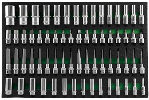 Набор глубоких тоцевых головок 3/8"DR и 1/2"DR, торцевых насадок с вставками 1/2"DR. 66 предметов 2